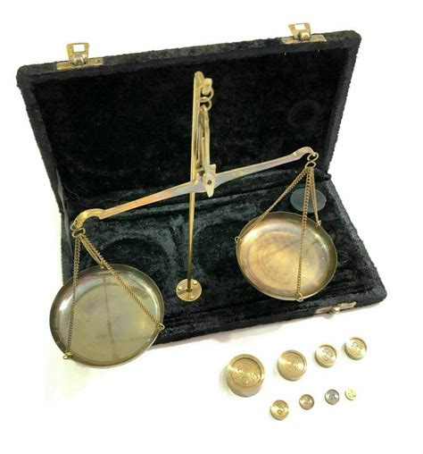 Decor Antique Brass Jewellery Balance Scale With Velvet Box & - Etsy