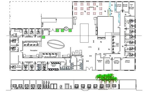 Hotel Reception plan - Cadbull