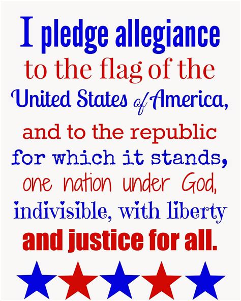 Printable Pledge Of Allegiance