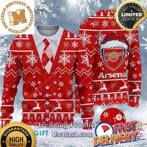 Arsenal F.C Cardigan Ugly Sweater 2023 For Holiday 2023 Xmas Gifts - Mugteeco