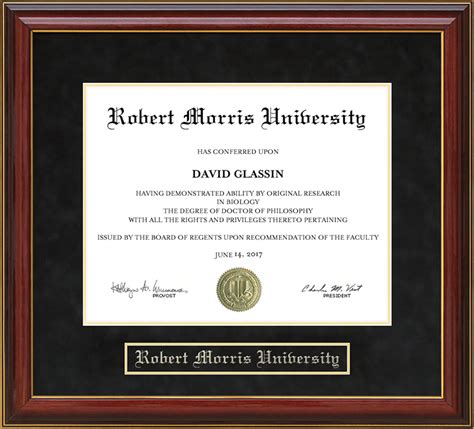 Robert Morris University (RMU) Mahogany Diploma Frame: Wordyisms