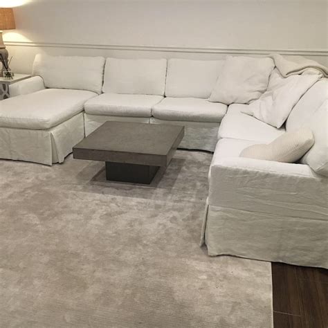 White linen sectional Slipcovers | Sectional slipcover, Custom ...