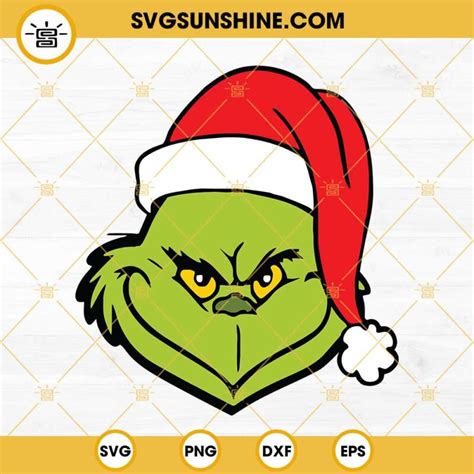 Grinch Santa Hat Christmas SVG PNG DXF EPS Cricut Silhouette