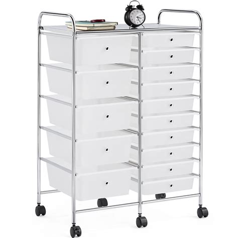 Yaheetech 15 Drawer Rolling Storage Cart Bin Organizer, White - Walmart.com