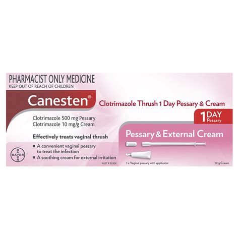 Canesten 1 Day Vaginal Pessary 500mg & External Cream 1% Thrush Treatment - 1 pack - eMedical