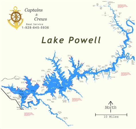 Map of Lake Powell - Captains and Crews