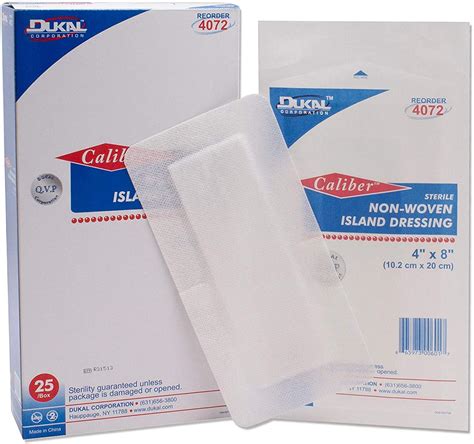 Island Dressing. Case of 100 Adhesive Dressings 4" x 8" for wound protection. Sterile Dressings ...