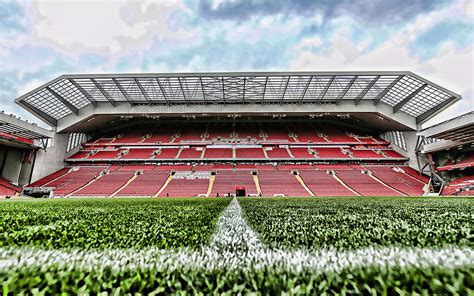 Liverpool stadium, Anfield, empty stadium, England, R, soccer ...