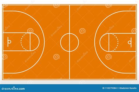 Basketball Court Markup. Outline Of Lines On Basketball Court. Vector Illustration ...