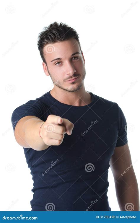 Handsome Young Man Pointing Finger at You Stock Photo - Image of gesturing, point: 31780498