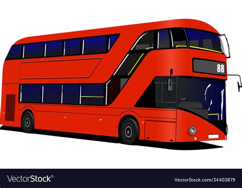 Modern london double decker red bus 3d Royalty Free Vector