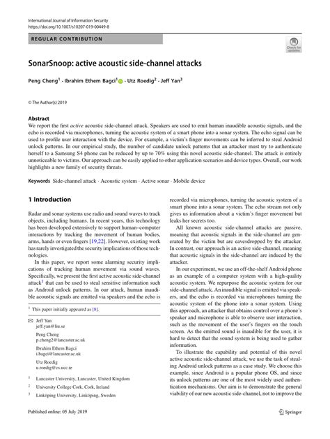 (PDF) SonarSnoop: active acoustic side-channel attacks