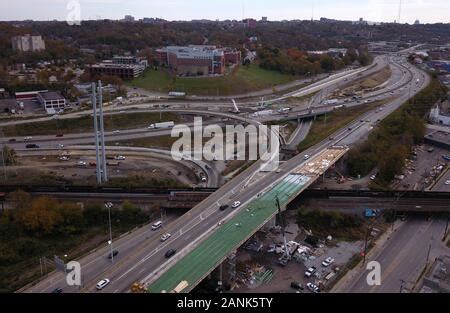 drone aerial I-75 interstate bridge construction Cincinnati Ohio Stock ...