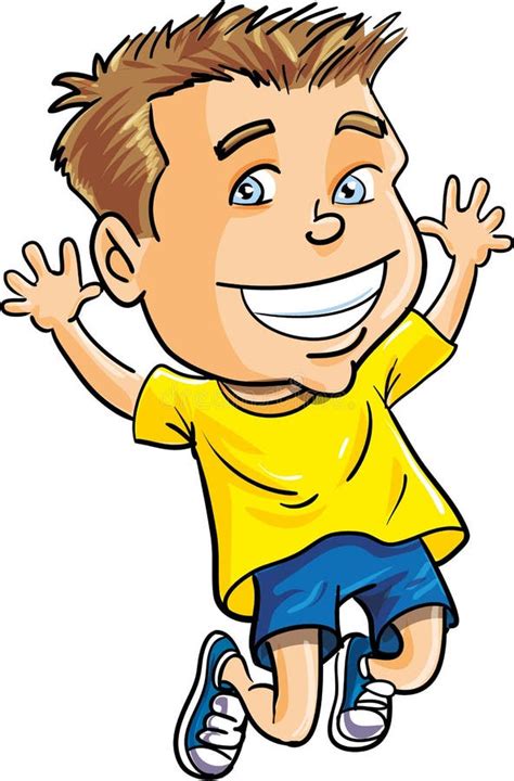 Cartoon Boy Jumping for Joy Stock Illustration - Illustration of ...