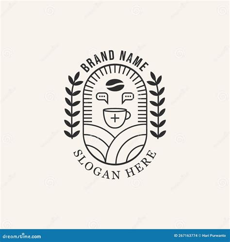 Cafe Shop Vintage Design Line Art Logo Vector Stock Vector ...