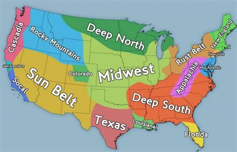 Map of USA regions: political and state map of USA