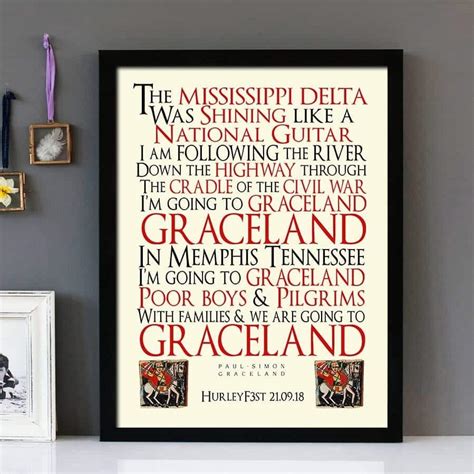 "Gracelands" Paul Simon - Framed Lyrics Wall Art