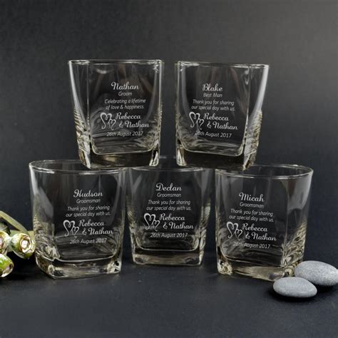 5 x Personalised Scotch Glasses Wedding Engraved Whiskey Glass Bourbon ...