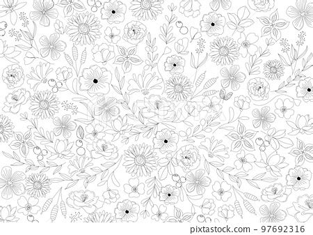 Flower Simple line, line drawing, natural... - Stock Illustration ...