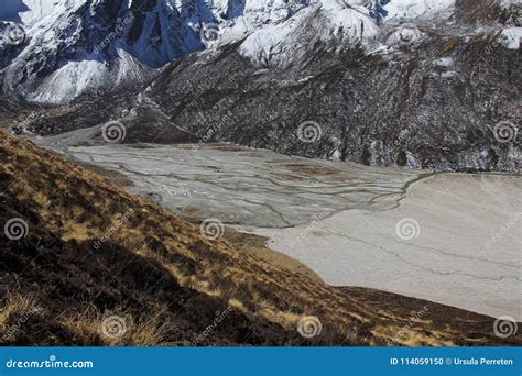 View of the Langtang Khola, River in Nepal. Scene Near Kyangjin Stock Photo - Image of season ...