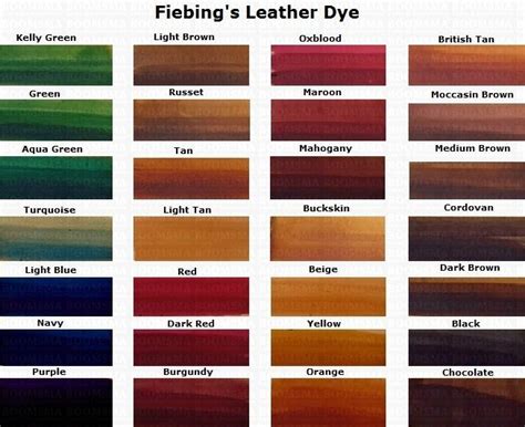 the different shades of leather dye