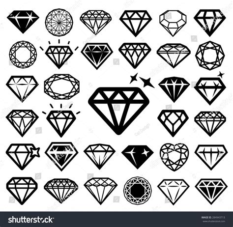 Diamond icons set. Vector illustration. | Diamond tattoo designs ...