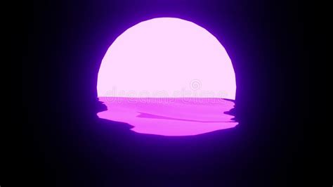 Bright Purple Sunset or Moon Reflection in Water or the Ocean on Black Background Stock ...