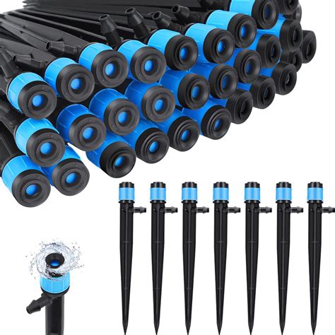 Buy 300 Pcs Drip Emitters Irrigation Sprinkler Adjustable Water Flow with Stake 360 Degree for 1 ...