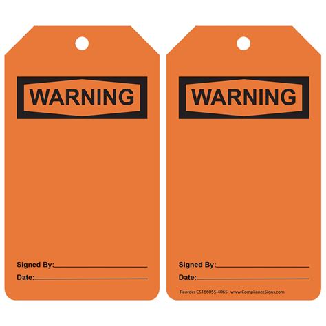 OSHA - Warning - Orange 2-sided Tag | Safety Tags