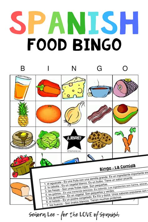 Spanish Food Vocabulary Unit Bingo Game with pictures - Loteria - La ...