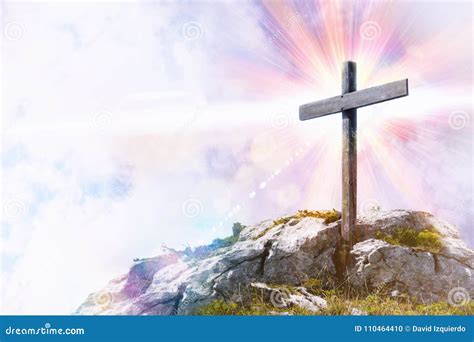 Christian Background, Banner With Jesus Christ Blessing, Crosses On ...