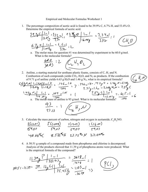 Empirical Formula Worksheet | Free Worksheets Samples