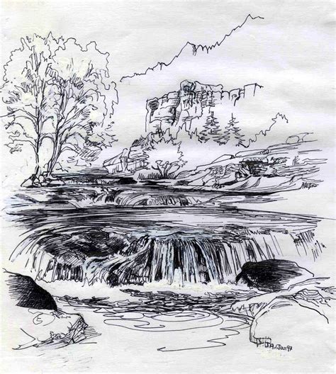 Flowing River Drawing at PaintingValley.com | Explore collection of Flowing River Drawing