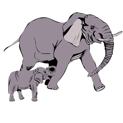 Mom And Baby Elephant Clipart