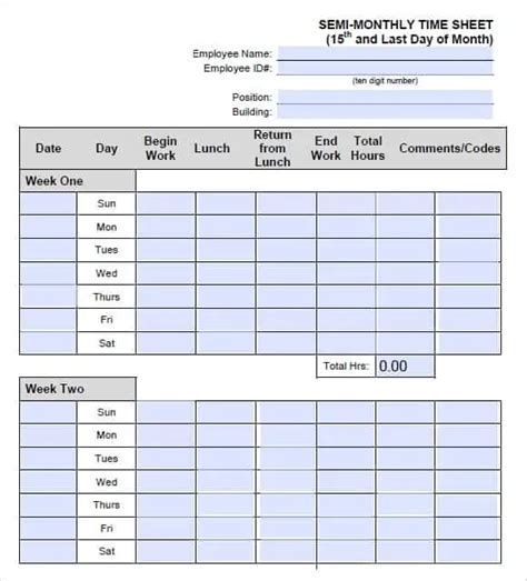 Monthly Employee Timesheet Free And Printable Excel Template | Images ...