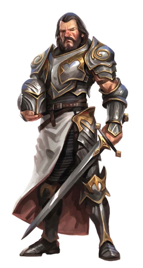 Male Human Fighter Warrior in Plate Armor - Pathfinder PFRPG DND D&D ...