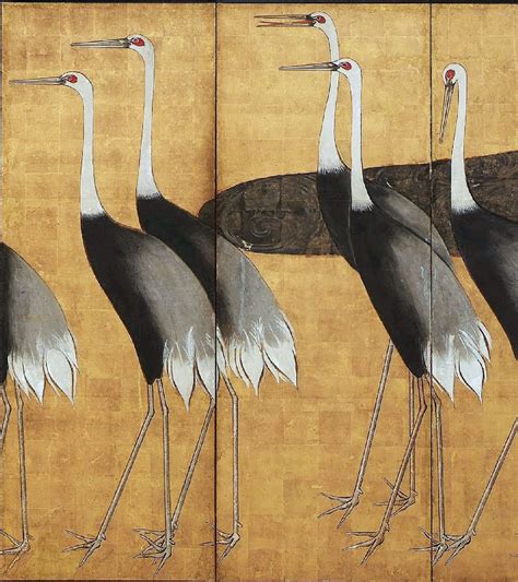 Detail. Cranes. Ogata Korin. Japanese folding screen pair. late 17th ...