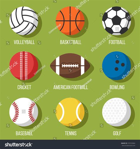 Colorful Vector Set Sport Balls Icons Stock Vector (Royalty Free ...