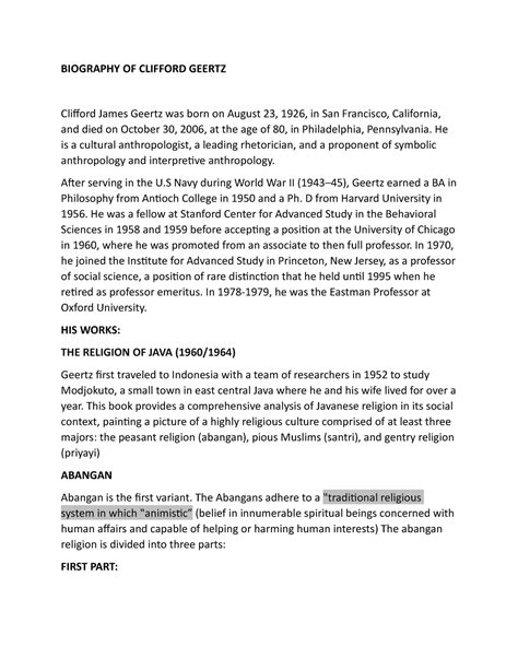 Understanding the Self : Cultural anthropology - Clifford Geertz ...