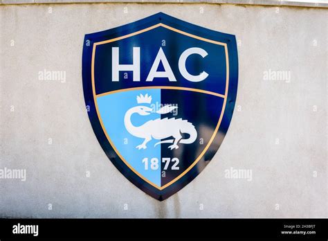 Logo of Le Havre Athletic Club (HAC) football club on the outer wall of ...