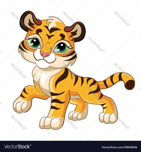 Cute little tiger cartoon character Royalty Free Vector