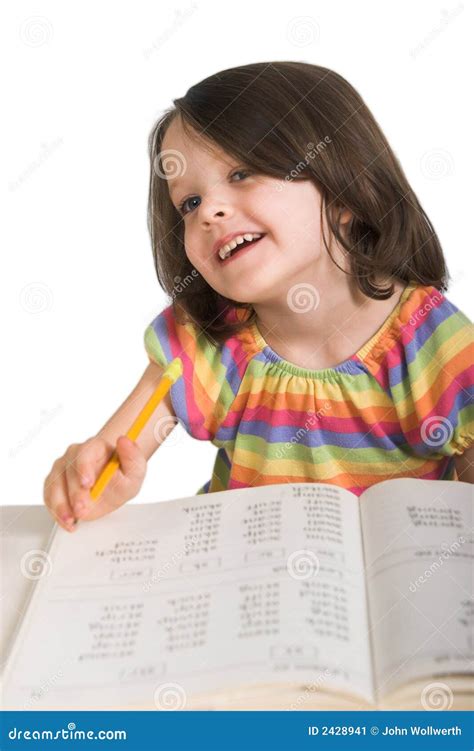 Girl studying from book stock image. Image of read, school - 2428941