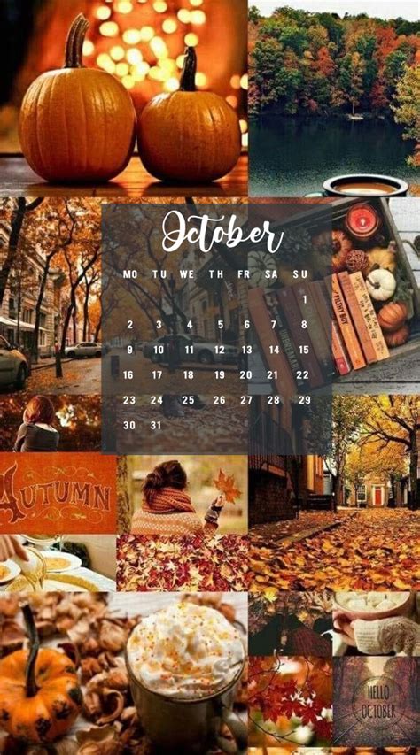 October Calendar : Fall Leaves & Pumpkin Collage – Idea Wallpapers ...