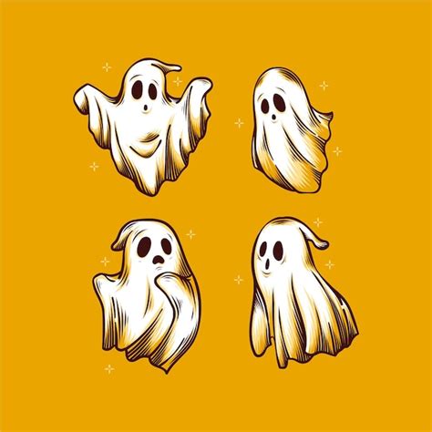 Free Vector | Hand drawn halloween ghosts collection