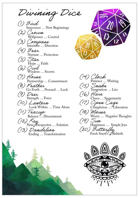 Dice Divination + Free Printable — Diary of a Hearth Witch at Willows East | Divination runes ...