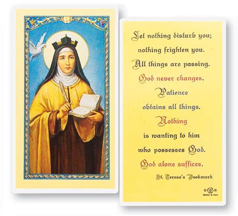 St. Teresa of Avila Bookmark Laminated Prayer Cards 25 Pack