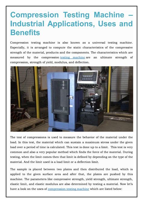 Compression Testing Machine – Industrial Applications, Uses and Benefits by EIE Instruments - Issuu