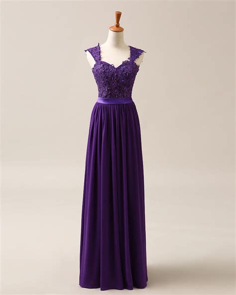 Cadbury Purple Chiffon Prom Party Bridesmaid Dress Sleeveless Dress ...