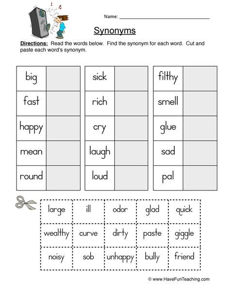 Synonym Worksheets Grade 3