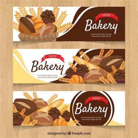 Free Vector | Bakery banners in flat style | Banner ads design, Bakery ...